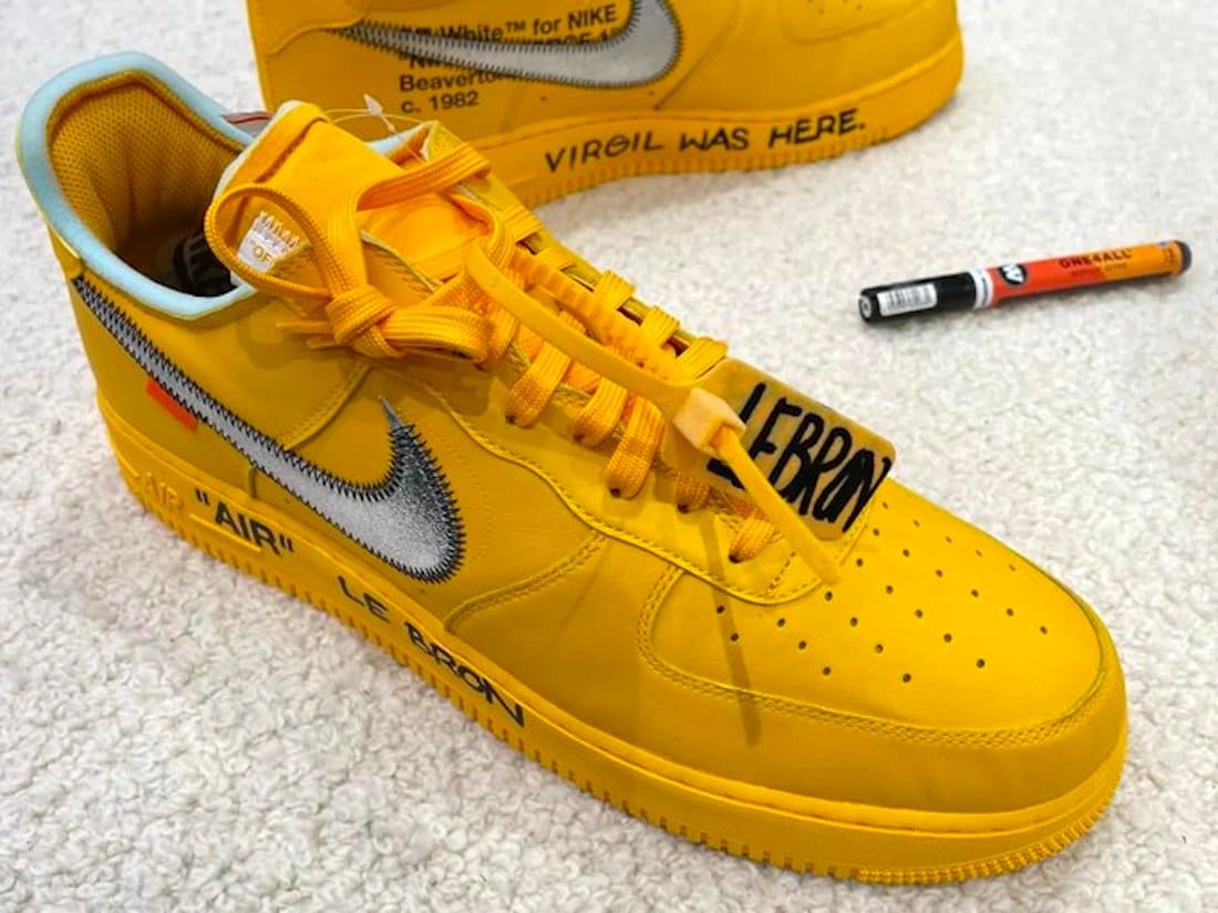 The Off-White x Nike Air Force 1 University Gold Gets Official Imagery -  KLEKT Blog