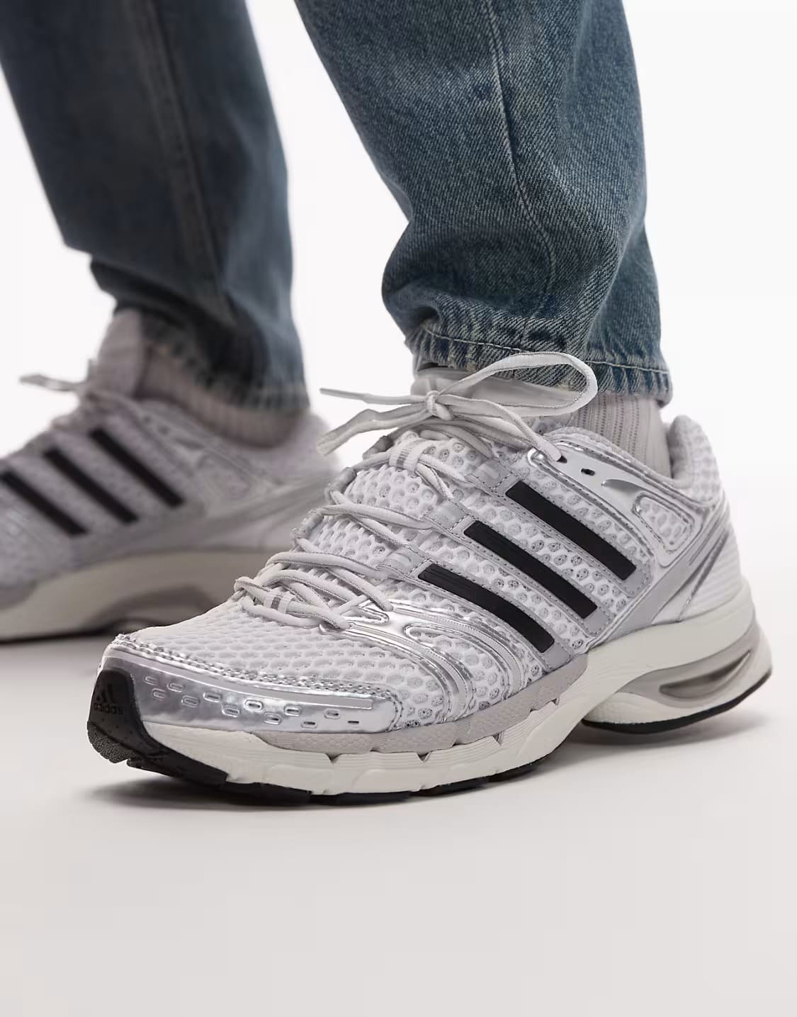 Adidas Adistar Control 5 Silver Metallic KI6121 on Feet
