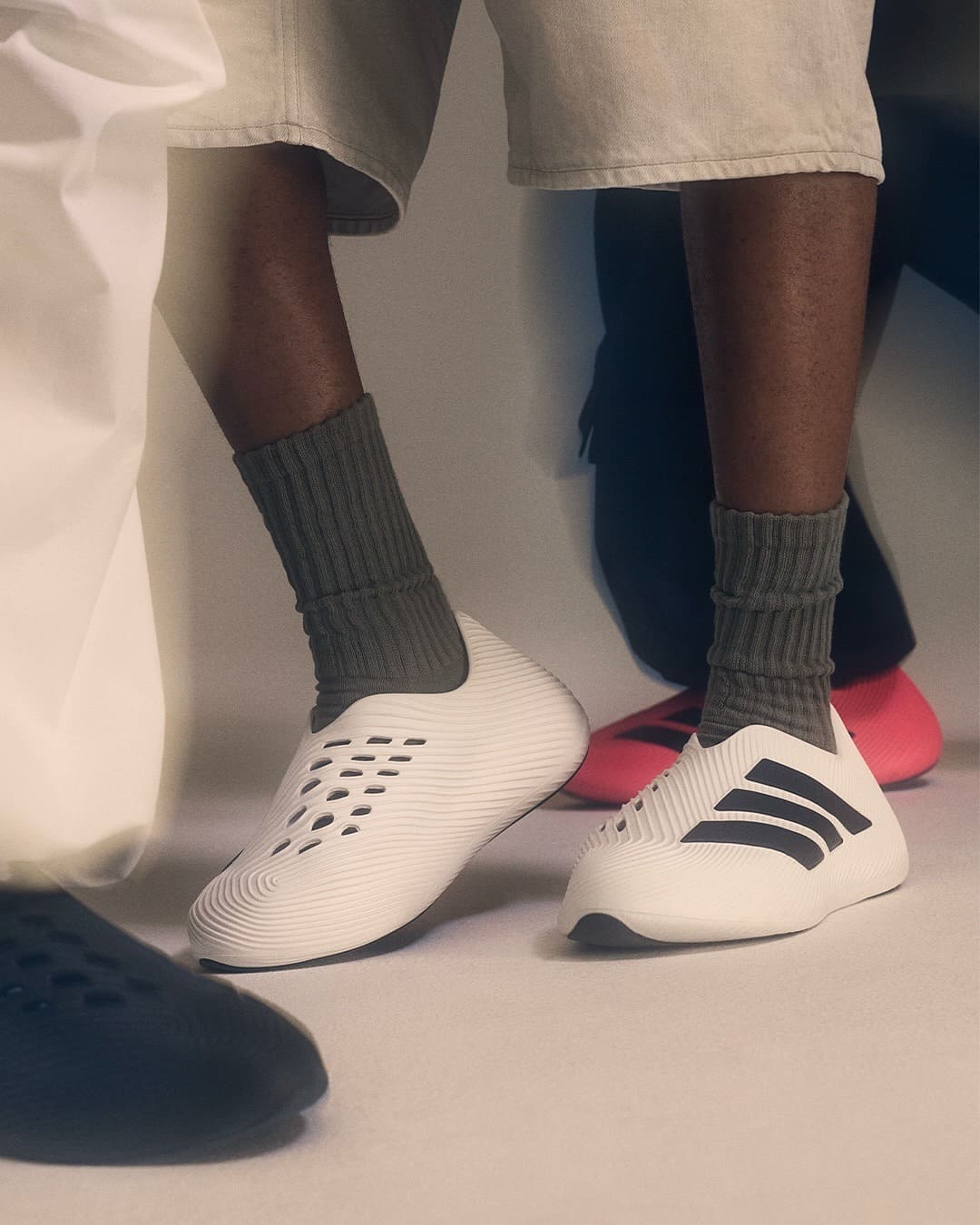 Adidas Purechill Slides KJ8114 on Feet with Socks