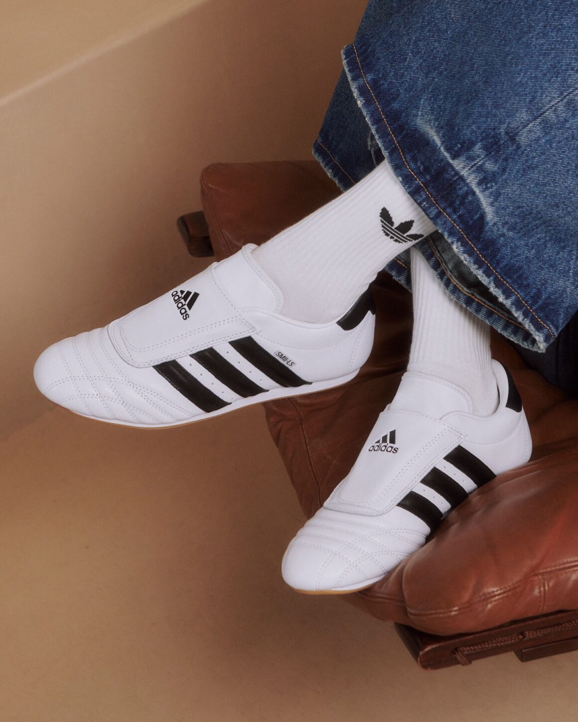 Adidas Taekwondo White JQ4774 on feet Adidas Socks