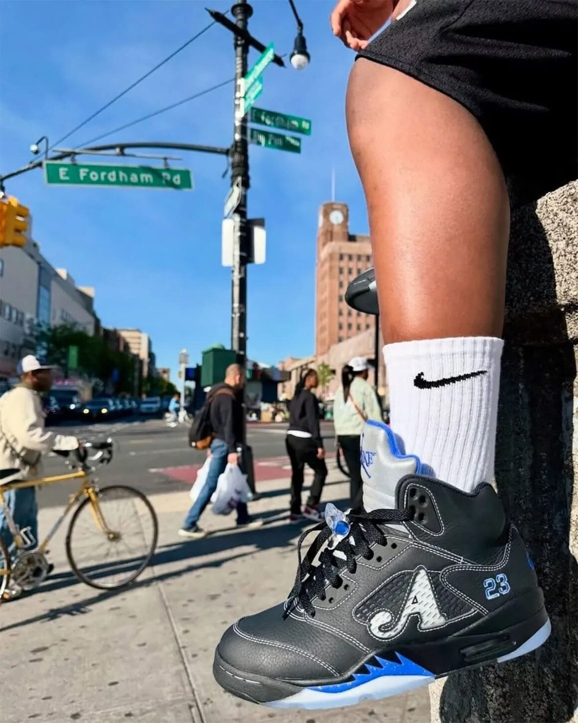 Awake NY x Air Jordan 5 Racer-Blue DV4982-004 On Feet