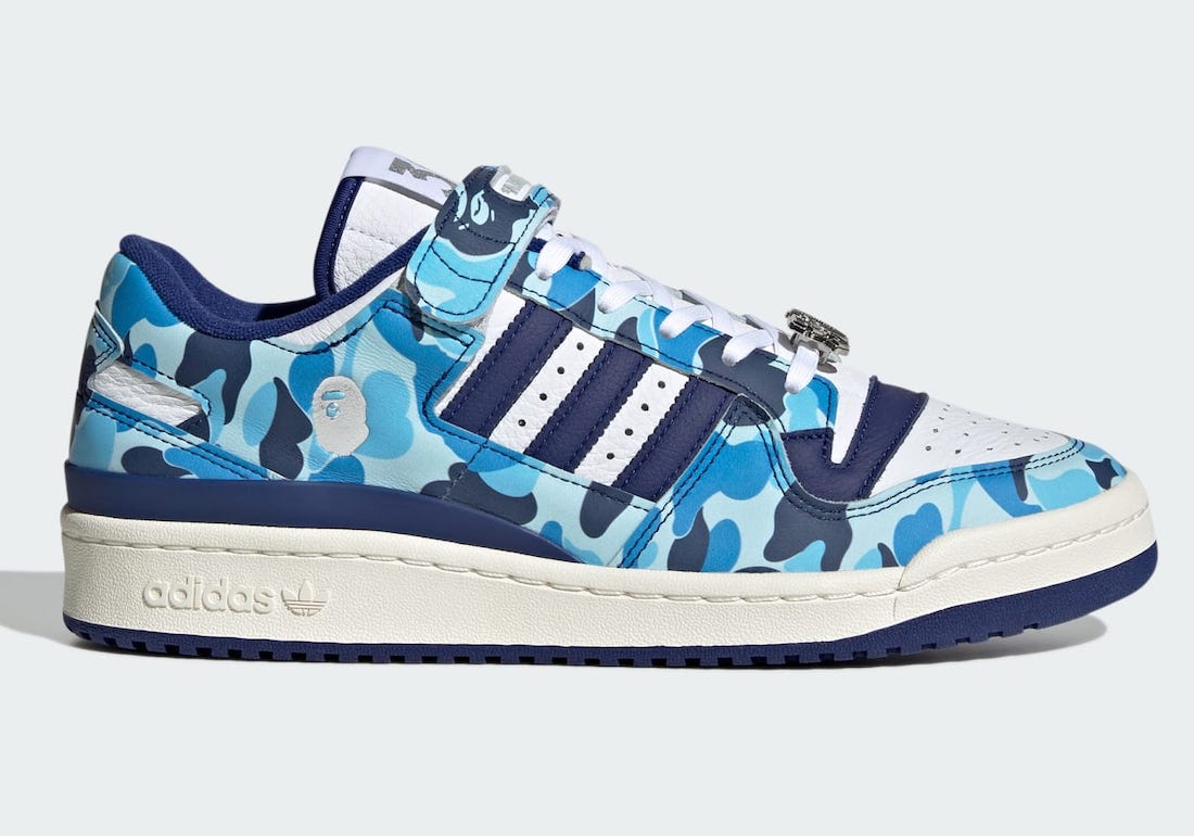 BAPE x adidas Forum 84 Low ID4772 Blue Camo Lateral