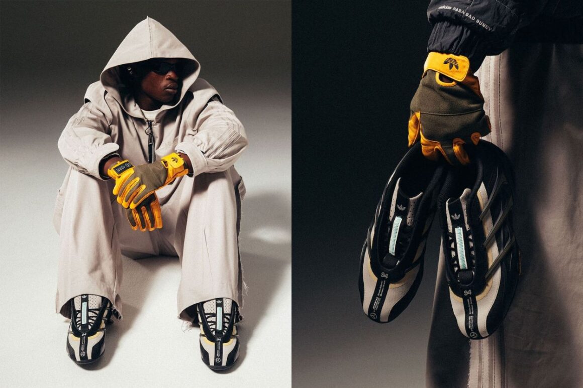 Bad Bunny x adidas x Mercedes-AMG Adiracer GT HQ2570 Outfit on Feet Closeup Toebox