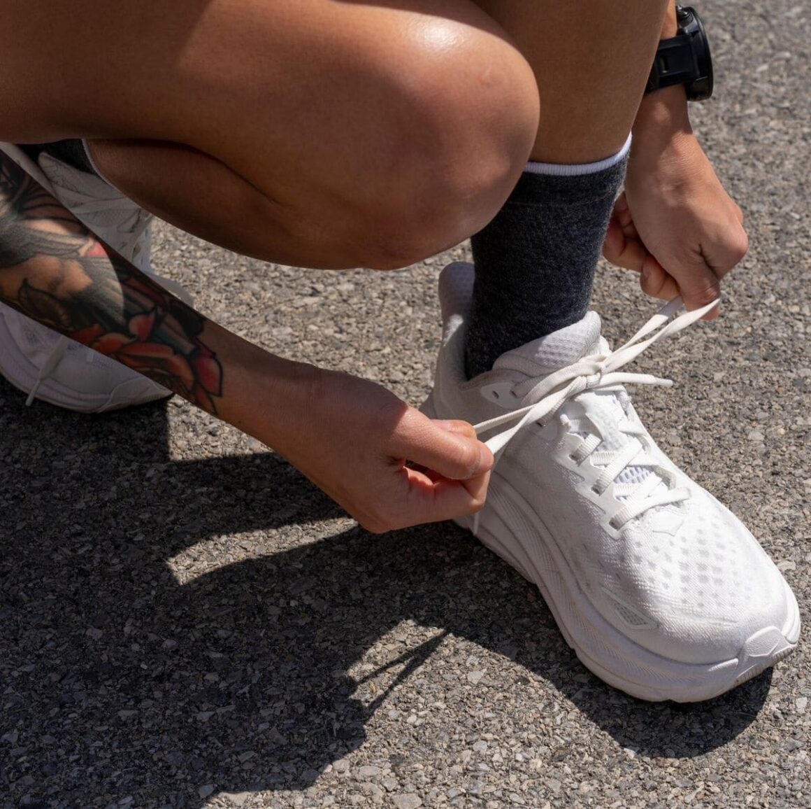 Hoka OneOne Clifton 9 white 1127895-WWH on Feet