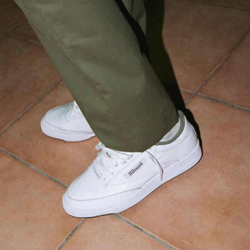 JJJJound X Reebok Club C Olive Titel On Feet