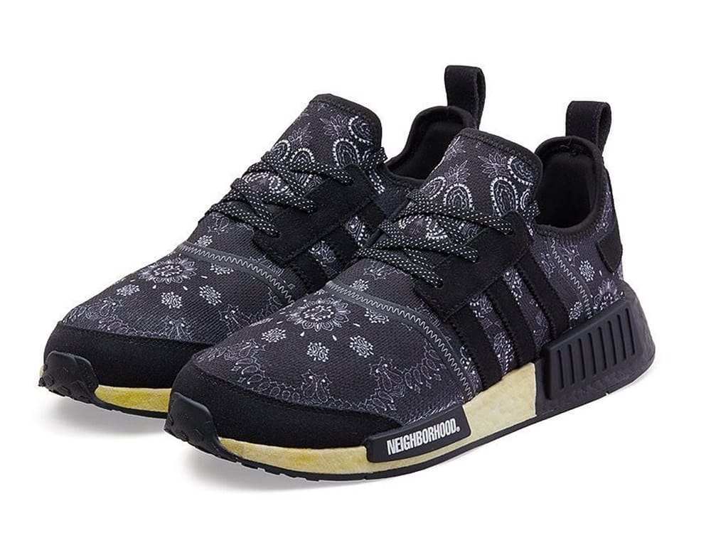 Neighborhood x adidas NMD R1 GY4157 GY4158 Paisley Black