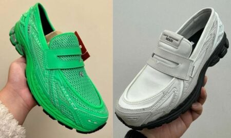 New Balance 990v3 low-top sneakers Grau Green Junya Watanabe in Hands