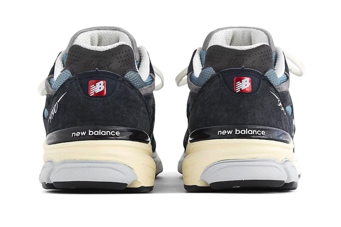 New Balance 990v3 Navy Castlerock M990TE3 Heel