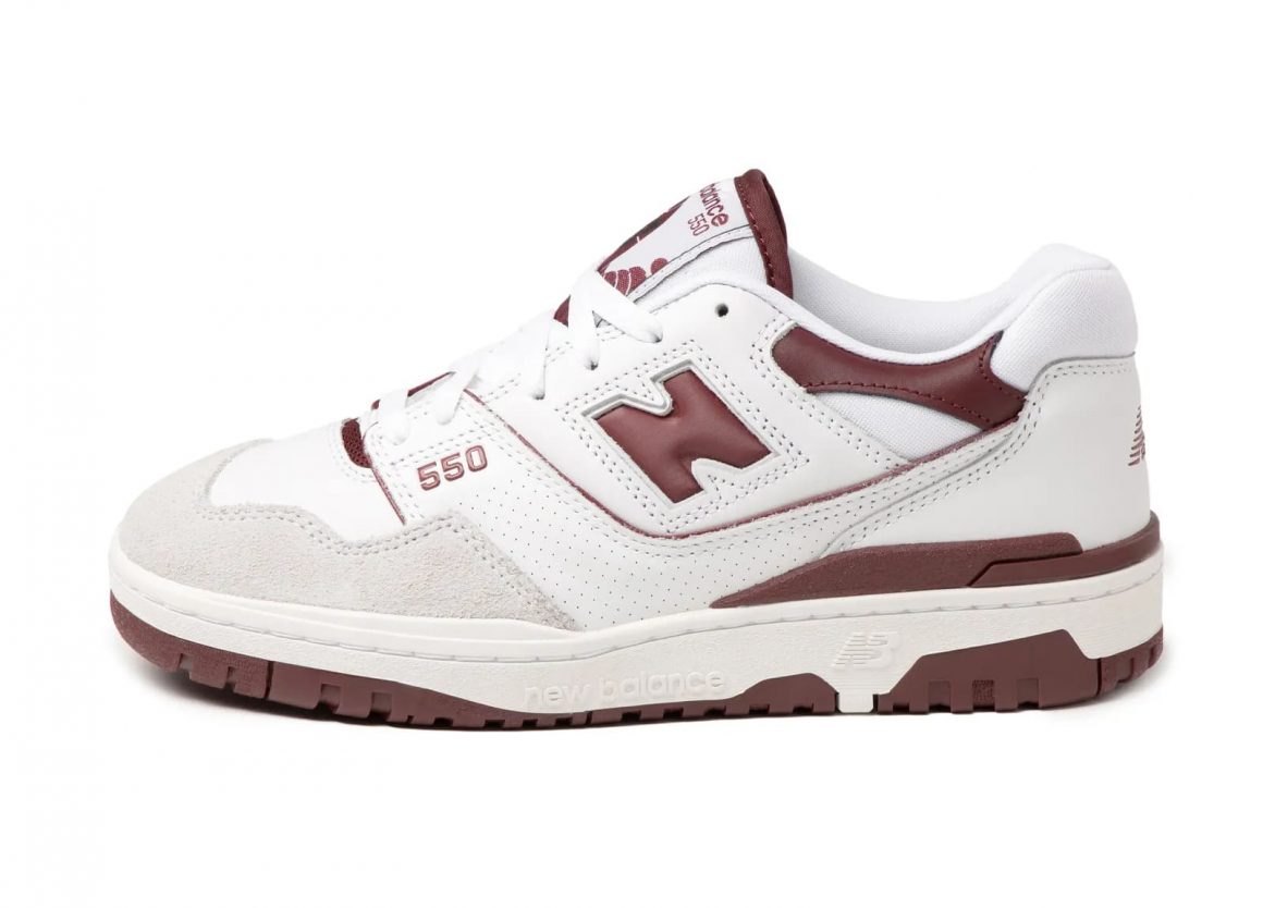 New Balance BB550 Oxford Sea Salt Burgundy BB550LI1 Lateral Side