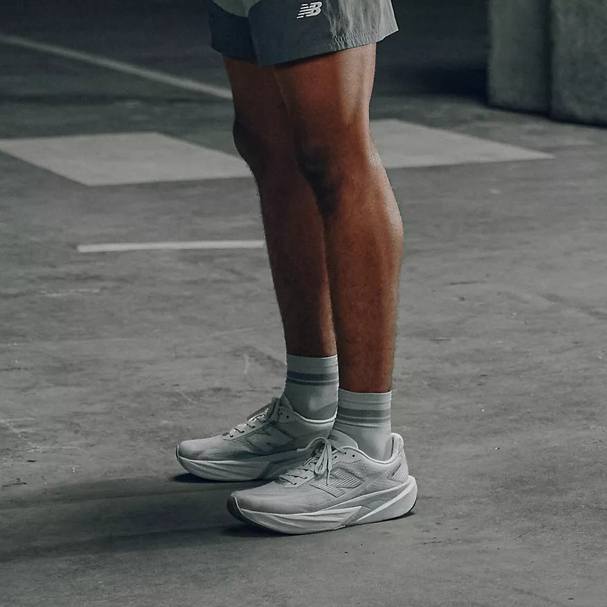 New Balance FuelCell Rebel v5 MFCX3NO Grey Days on Feet