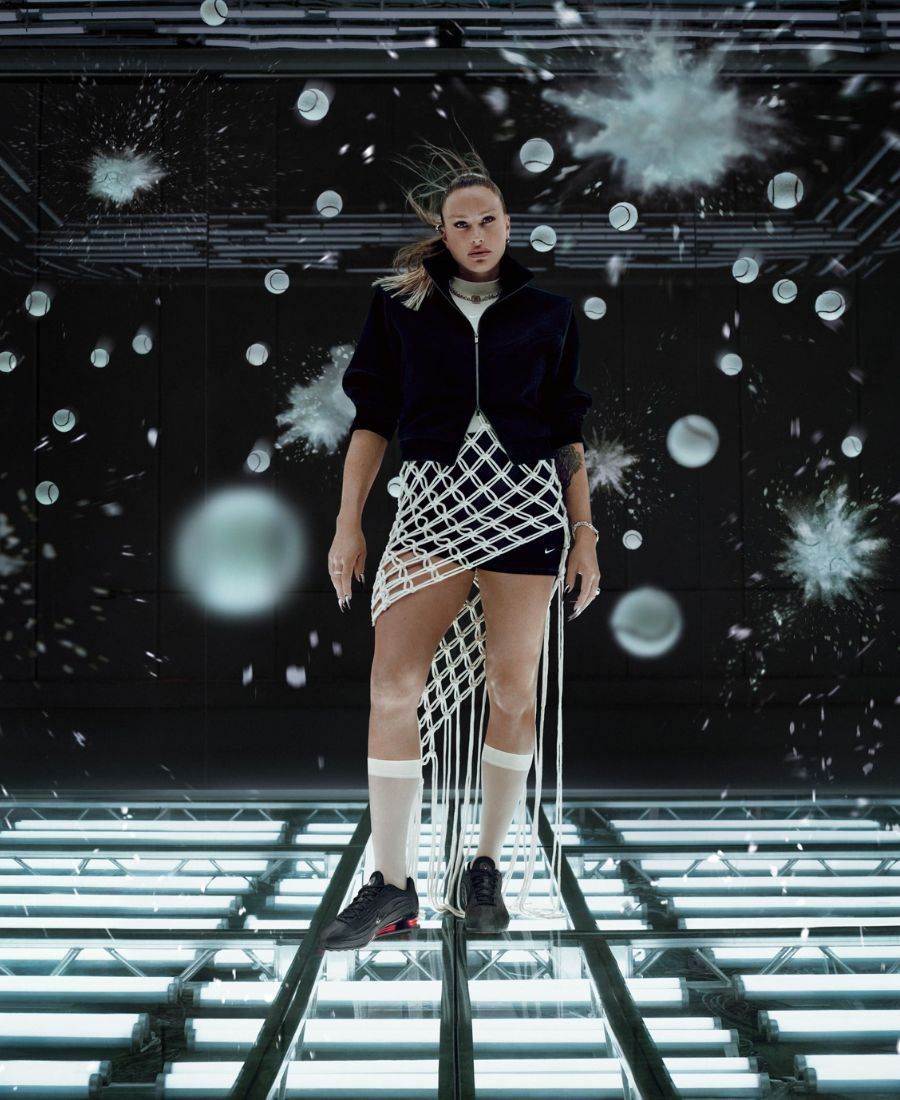 Nike Shox Z Black Red HQ7540-002 Aryna Sabalenka Outfit On Feet Campaign