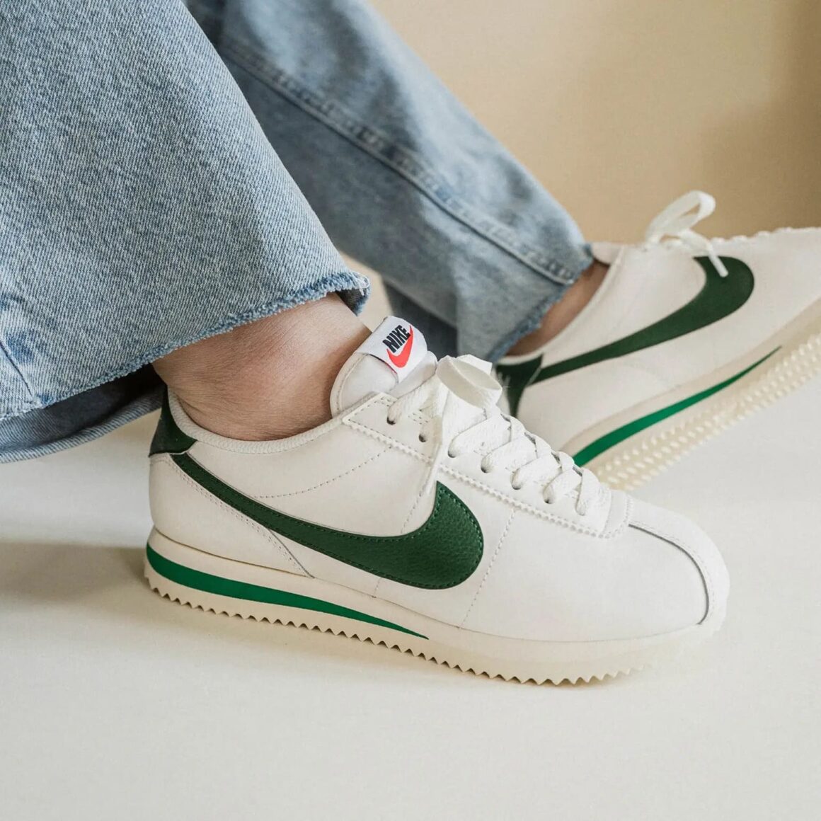 Nike Wmns Cortez Sail Gorge Green DN1791-101 On Feet