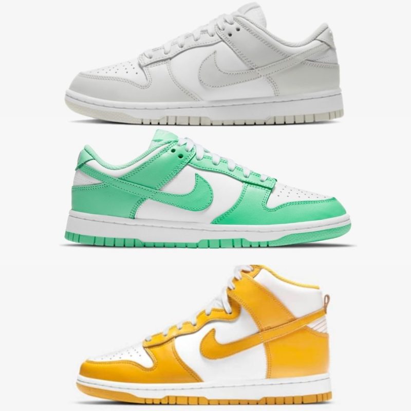 Nike Wmns Dunk Dark Sulfur Photon Dust green glow Releases