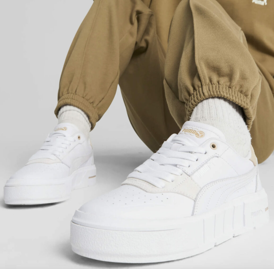 Puma Cali Court Match White Granola 393094_02 On Feet