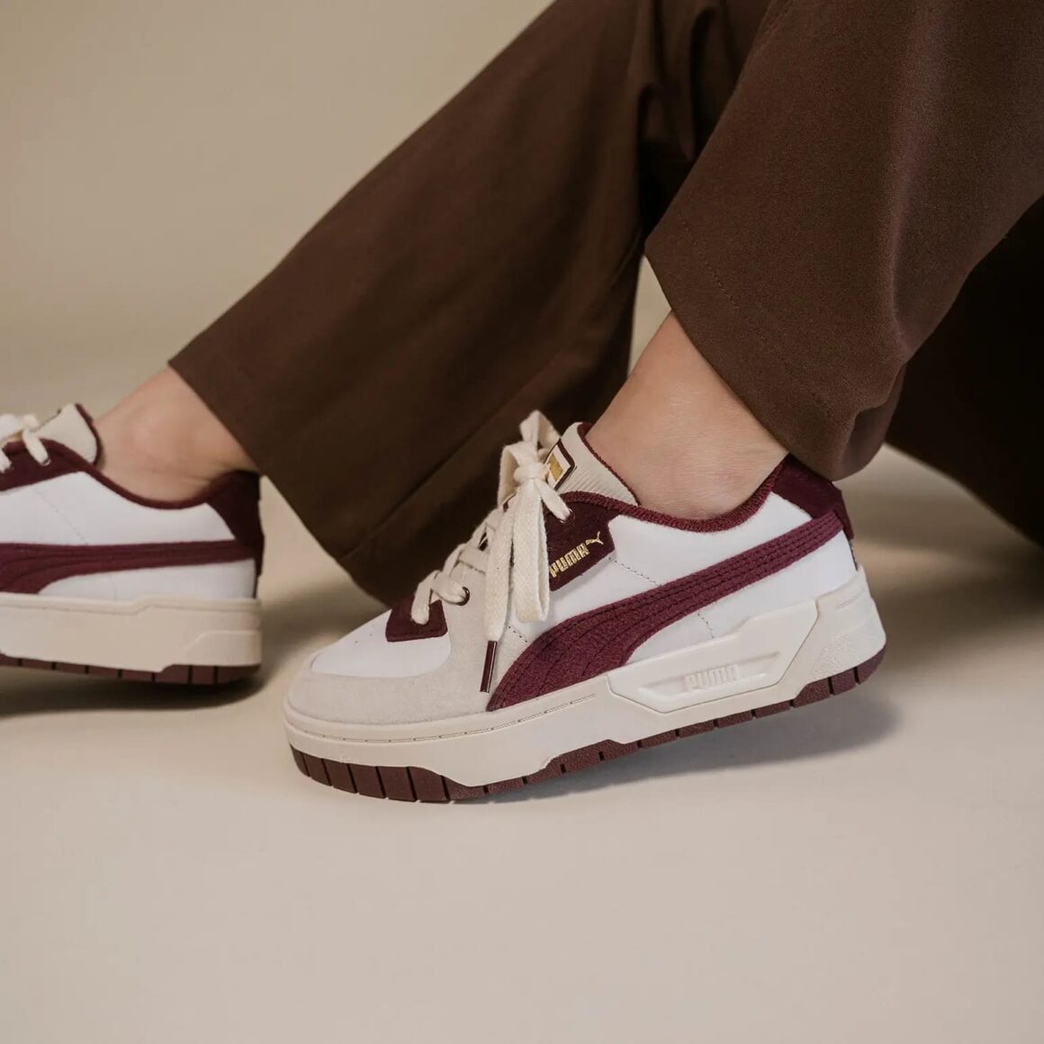 Puma Cali Dream Ivy League White Marshmallow Aubergine On Feet