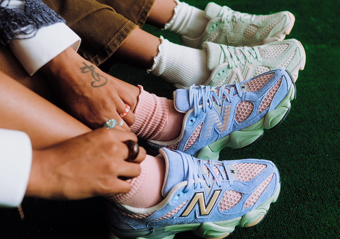 The Whitaker Group x New Balance 9060 “Missing Pieces” Daydream Blue Silver Moss Green On Feet
