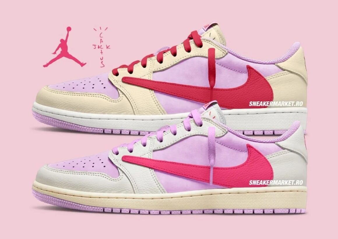 Travis Scott x Air Jordan 1 Low “Shy Pink” Pack IQ7604-100 IQ7604-101 Lateral