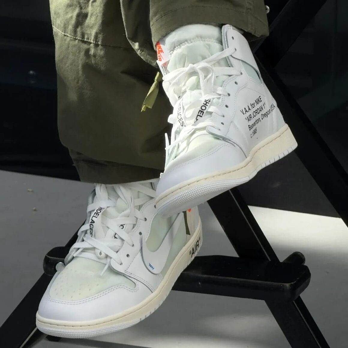 Virgil Abloh Archive x Air Jordan 1 High OG “Alaska” AA3834-100 On Feet