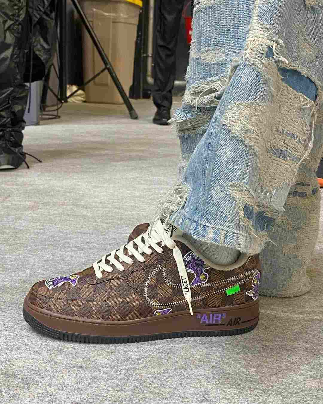 louis vuitton nike air force 1 ss22 brown sideview