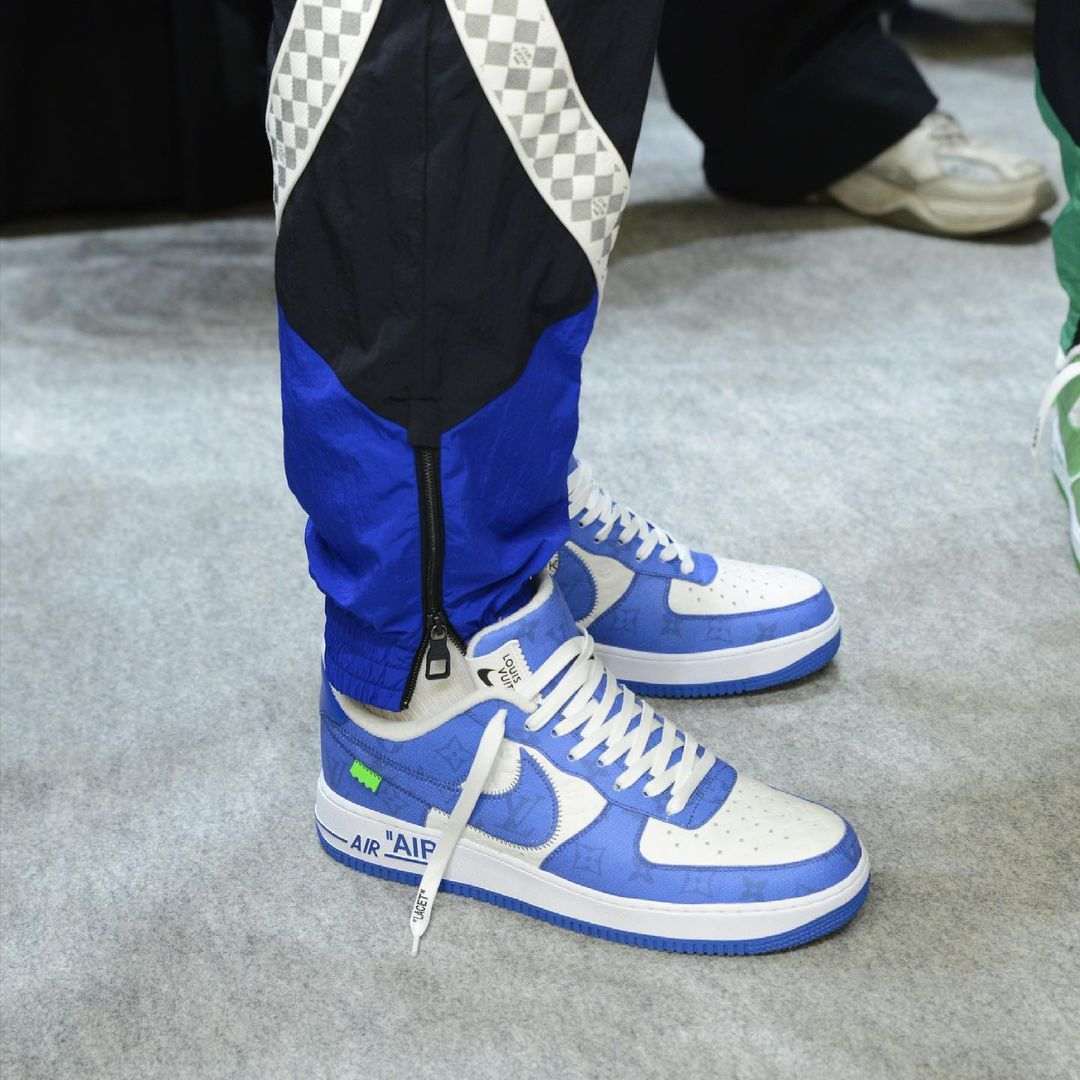 louis vuitton nike air force 1 ss22 university blue sideview