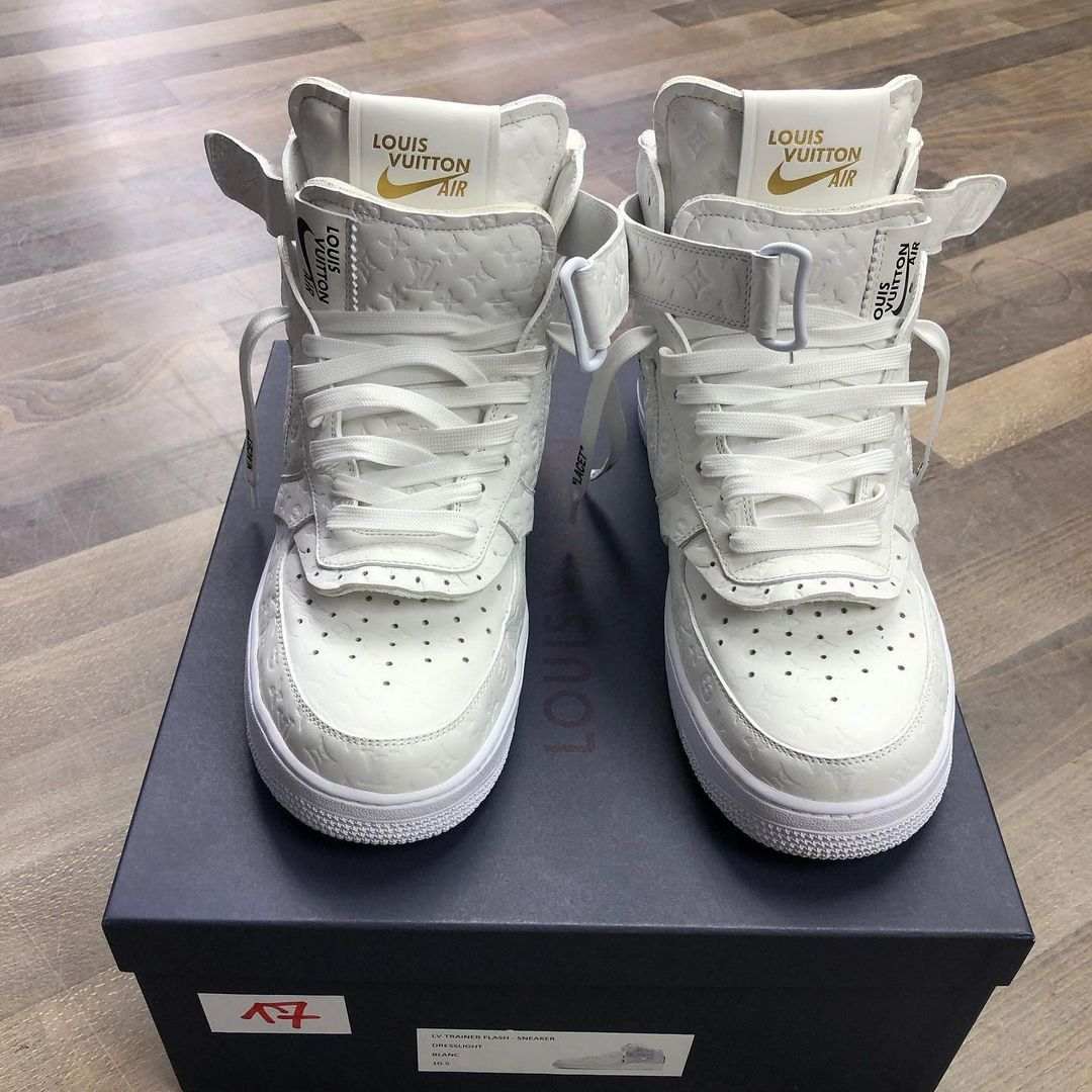 louis vuitton nike air force 1 ss22 white frontview