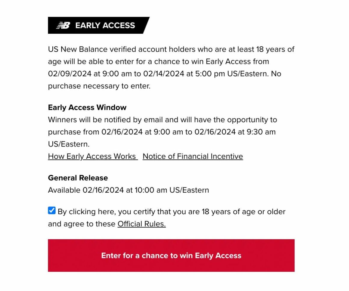 new balance early access